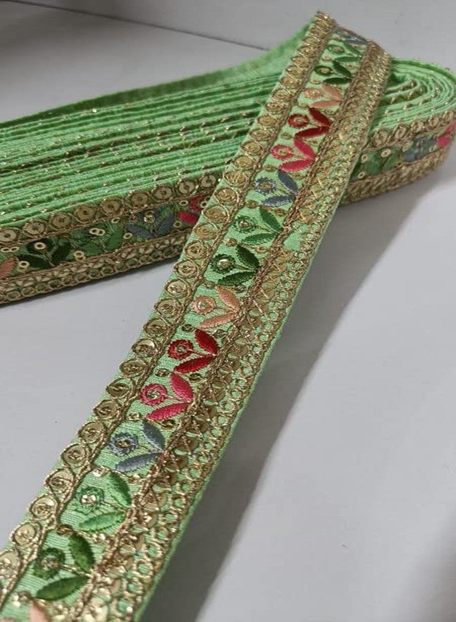 Deep's Creation Deeps Creation 1 Inch Wide Multicolour Saree Lace Border Designer Trims Decoration Craft Lace Gota Lace 9 Meter (C Green) - Image 1